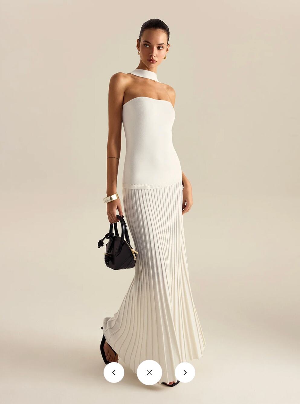 NWT Commense Halterneck Pleated Maxi Dress Sz L